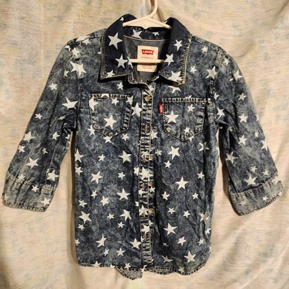 Girls Levis Size small Star Print Button Up Shirt - Picture 1 of 8